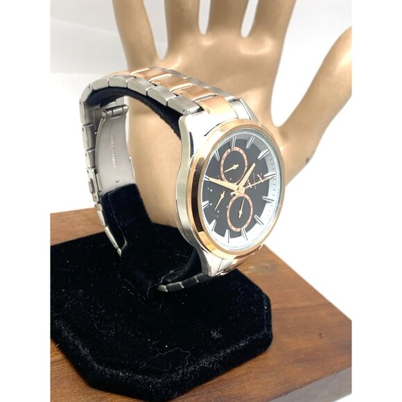Armani Exchange Men's Watch AX1882 Quartz Black Dial Rose Gold Silver Steel 42mm - Picture 14 of 14